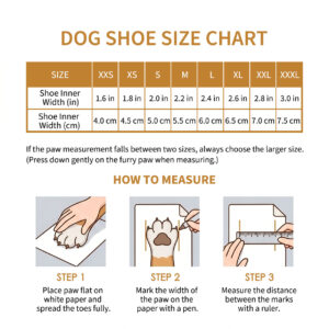 Breathable Mesh Dog Shoes Size Chart Paw measurement guide, how to measure, and sizing chart for breathable mesh dog shoes.