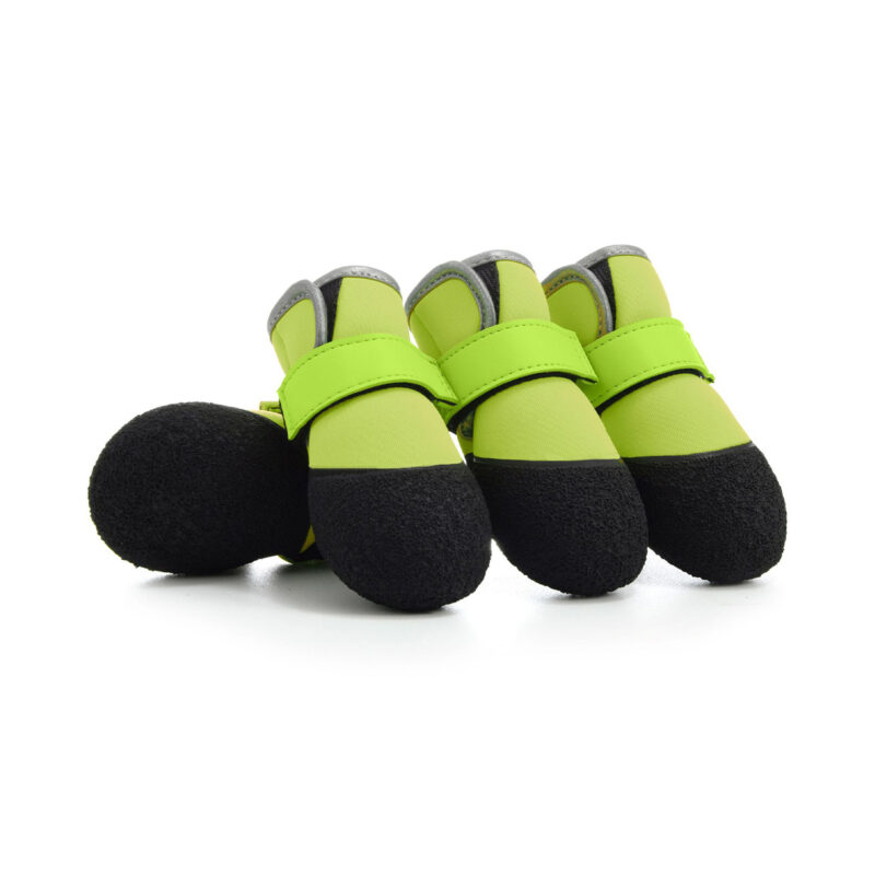 Green breathable sbr dog shoes featuring a protective soft latex sole designed for small and medium pets.