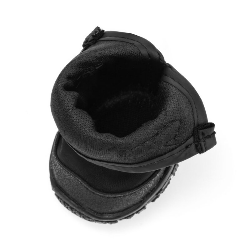 Soft Double Knit Anti Friction Interior Lining Top-down view inside a black comfortable soft-sole puppy shoe highlighting the smooth knit lining footbed.
