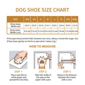Hot Pavement Breathable Dog Shoes Size Chart Paw measurement guide, how to measure, and sizing chart for hot pavement breathable dog shoes.
