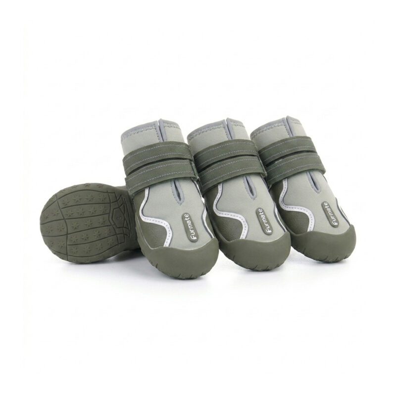 Green Stay-On Sports Dog Shoes Pack Lime and dark green stay-on shoes for large dogs featuring a clean minimalist profile and olive green double security bands.