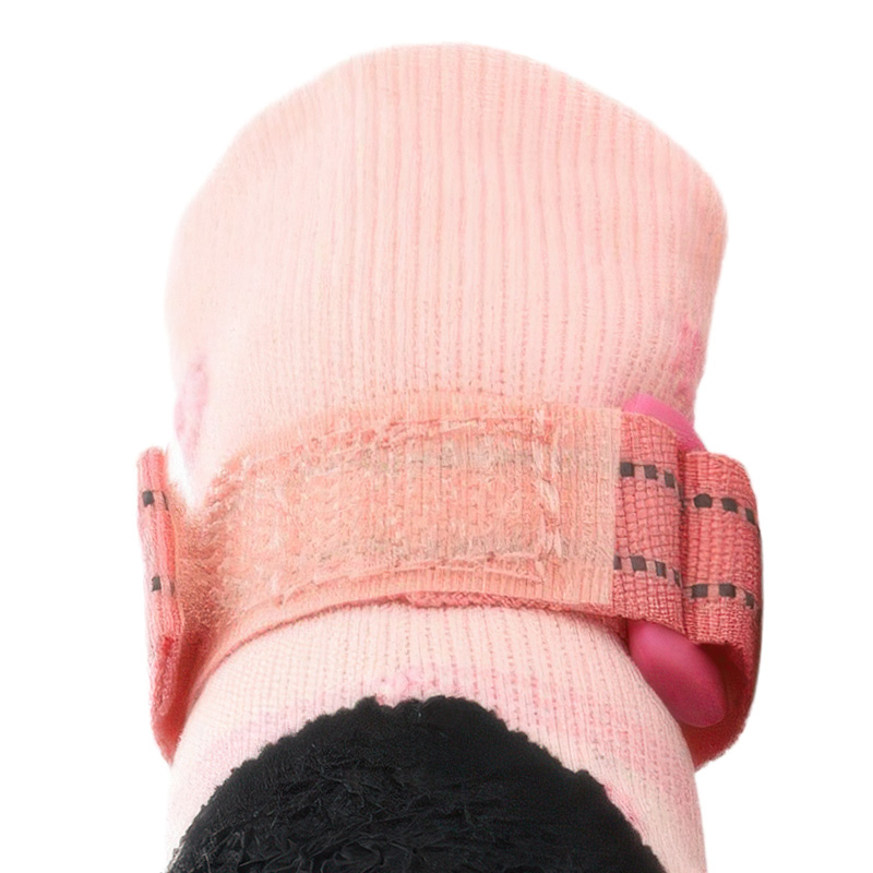 Rear view detail showcasing the adjustable elastic dog socks with high-grip micro-hook velcro architecture.