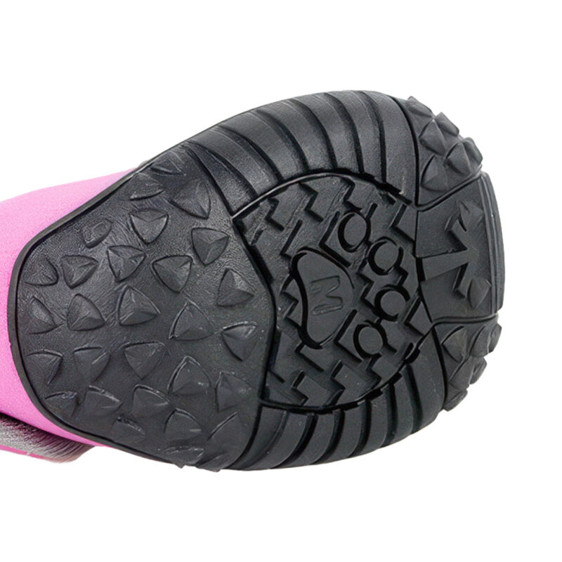 Anti-Slip Large Dog Boots Multi Terrain Tread Matrix High-traction black rubber base on anti-slip large dog boots displaying a deep geometric tread grip matrix pattern.