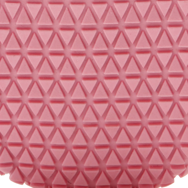 High-elasticity pink diamond tread outsole on anti-slip rubber boots providing extreme terrain suction.