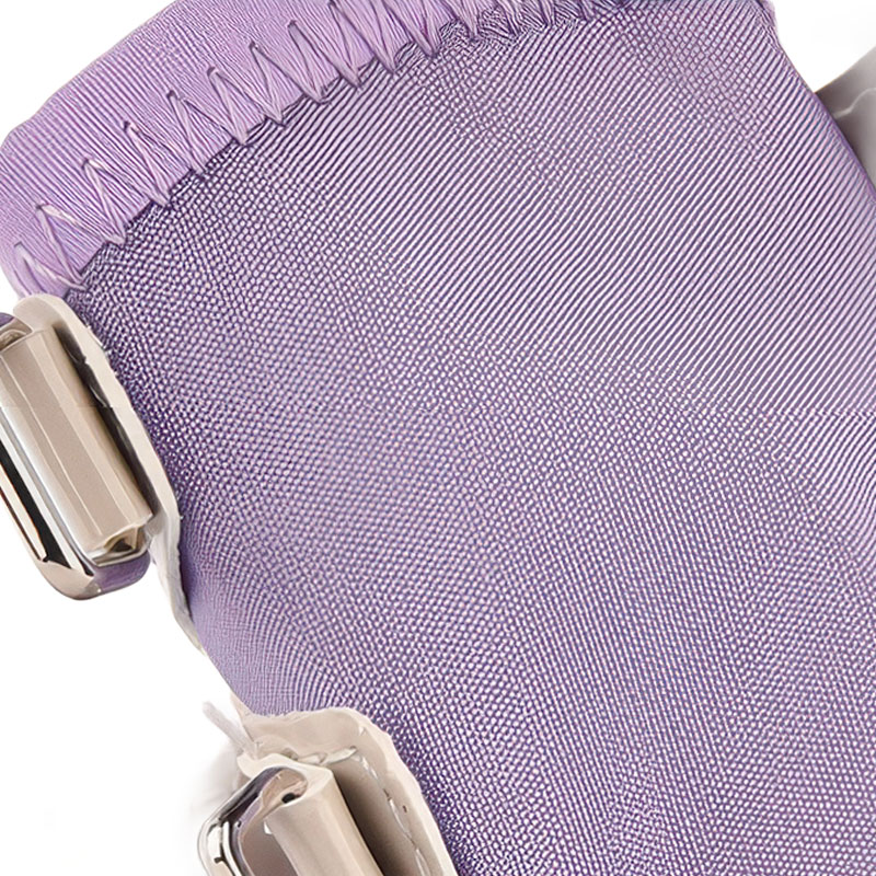 Macro view of the high density taro purple weave panel on anti-slip windproof dog shoes highlighting technical stitching.