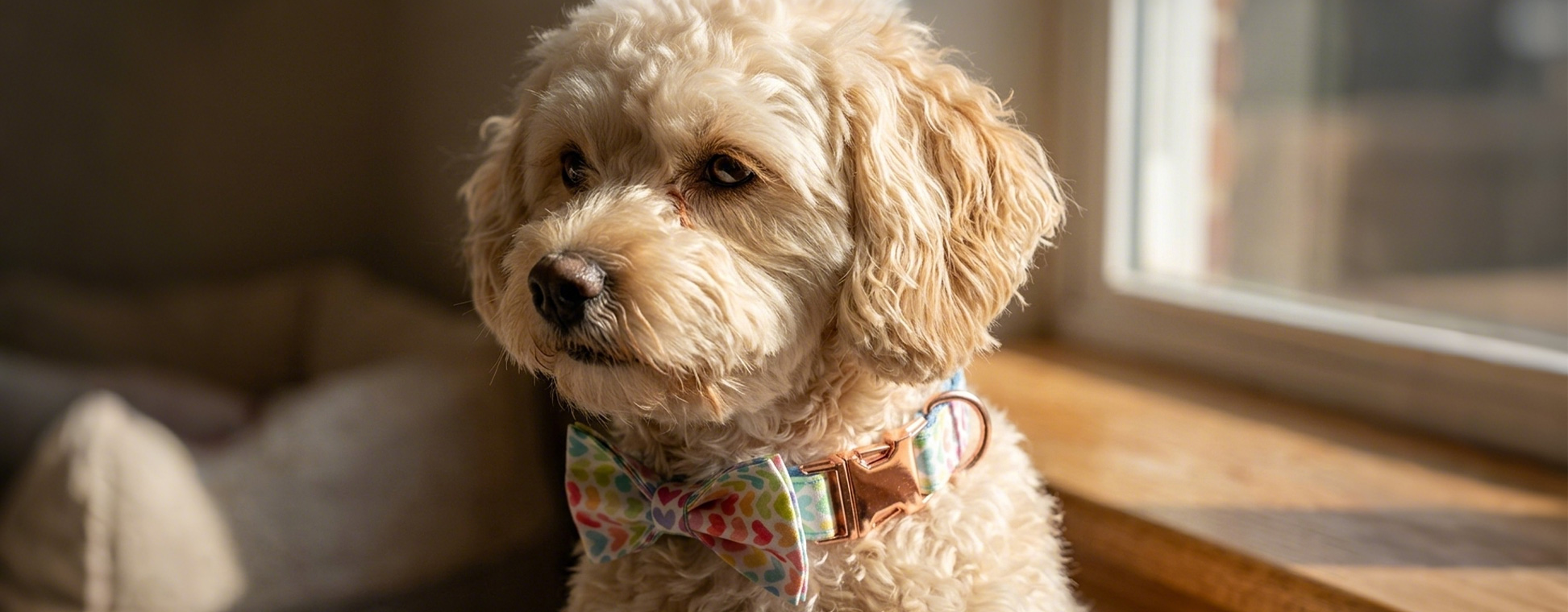 About Us visual: A heartfelt close-up of a happy small dog looking up at the camera, illustrating the deep trust between pet and parent.
