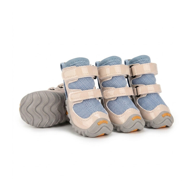 Cooling Daily Walk Dog Booties Denim Blue Casual Wear Denim blue breathable mesh dog shoes showing the ventilated upper panel and sturdy protective toe box.