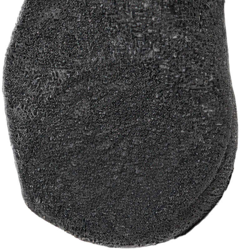 Close-up shot of the high-friction wrinkled rubber sole texture of breathable mesh dog socks.