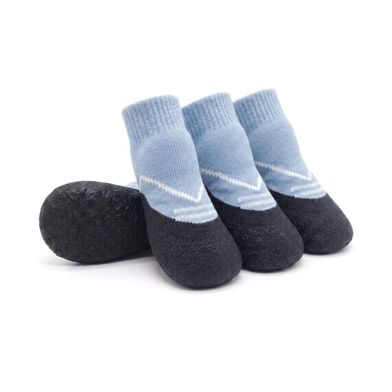 Sky blue crinkle rubber bottom socks with clean white side lines and a protective leakproof black shell.