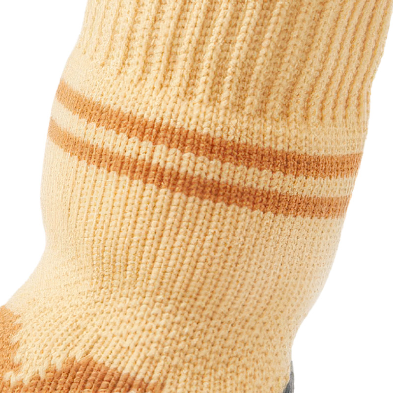 Macro texture profile of the heavy-duty synthetic yarn weave on premium crinkle sole knit dog booties.