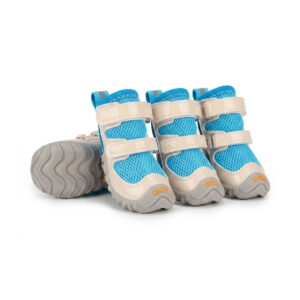 Anti Slip Double-Strap Dog Booties Turquoise Blue Variant Turquoise blue dog shoes that stay-on securely using dual adjustable hook-and-loop closures for active dogs.