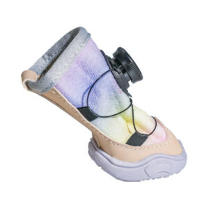 Flexible Upper Tongue Geometry And Smooth Mechanical Wire Guides Oppensive side angle of easy-on-off dog shoes highlighting the flexible tongue joint and low friction cable layout.