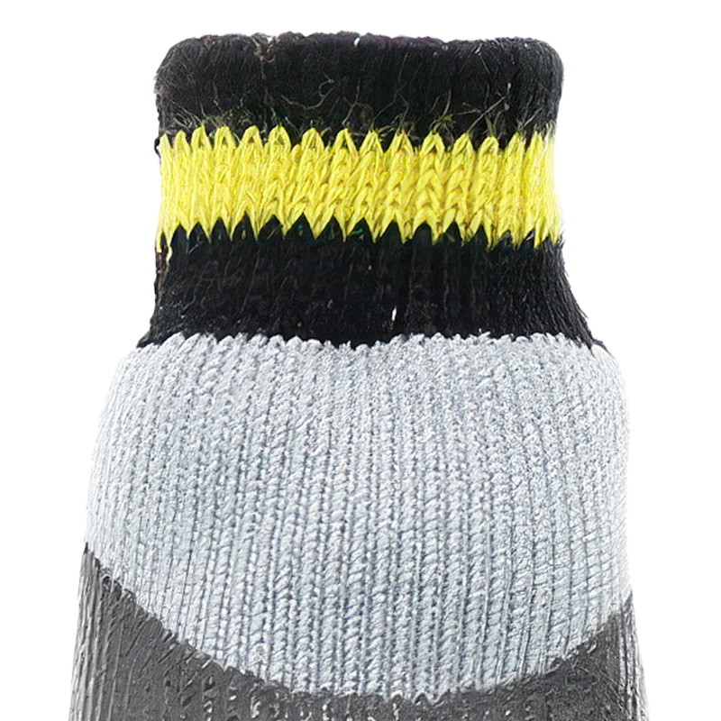Extreme close-up of the reinforced dual-spandex weave on the upper band of elastic cuff dog socks.
