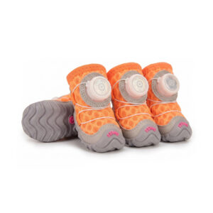 Tangerine Orange Honeycomb Mesh Dog Shoes Pack Tangerine orange honeycomb mesh dog shoes showcasing vibrant orange open-hole layouts and white rotating wire dials.