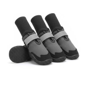 Knit cuff winter boots in silver gray showcasing a long sleeve softshell chassis and deep-tread black outsoles.