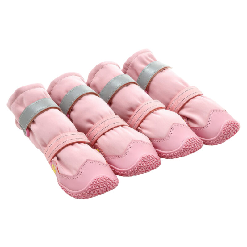 Large Breed Outdoor Boots Blush Pink Front View Large breed outdoor boots in blush pink displaying the extended sleeve chassis and protective space leather toe shields.