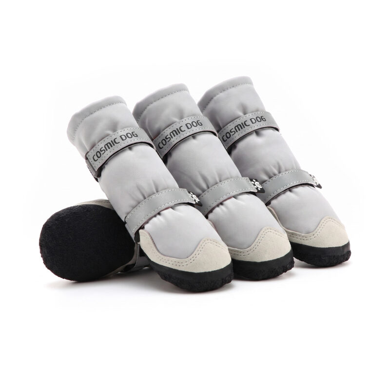 Lightweight Outdoor Dog Boots Silver Gray Pack Lightweight outdoor dog boots in silver gray showcasing a flexible texture upper and heavy-duty dipped latex bases.