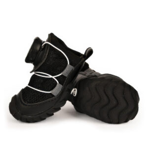 Stealth Black Quick Fastening Dial Dog Shoe Profile Side look at a stealth black quick fastening dial dog shoe showing the black chevron traction block outsole.