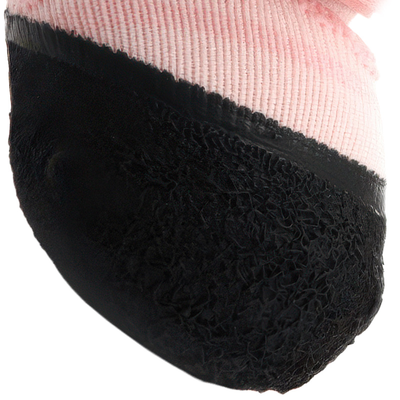 Macro view highlighting the seamless dipped latex rim and flexible side wall on premium soft-sole dog socks.