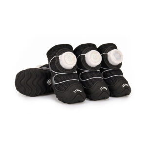 Stealth Black Sparkly Mesh Dog Shoes Pack Stealth black sparkly mesh dog shoes displaying dark diamond cooling uppers and matching black wire dial systems.