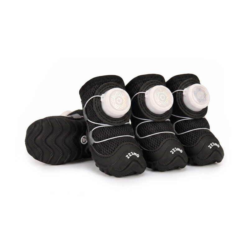 Stealth Black Sparkly Mesh Dog Shoes Pack Stealth black sparkly mesh dog shoes displaying dark diamond cooling uppers and matching black wire dial systems.