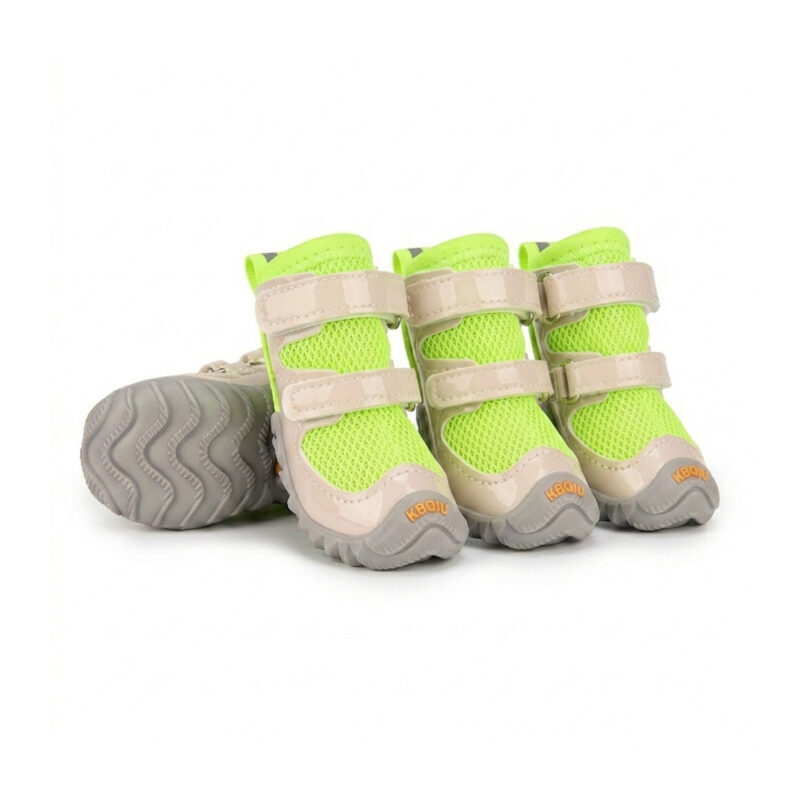 Heat Protection Airflow Dog Boots Neon Lime High Visibility Model High-visibility neon lime summer dog shoes for hot pavement protection featuring a premium high-gloss finish.
