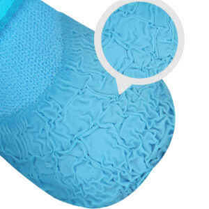 Extreme macro shot showcasing the wrinkle textured process on the rubber bottom of textured sole dog booties.