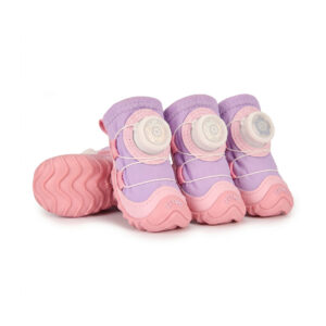 Taro purple water resistant dog shoes featuring soft purple weather-resistant canvas and matching pink mudguard bases.