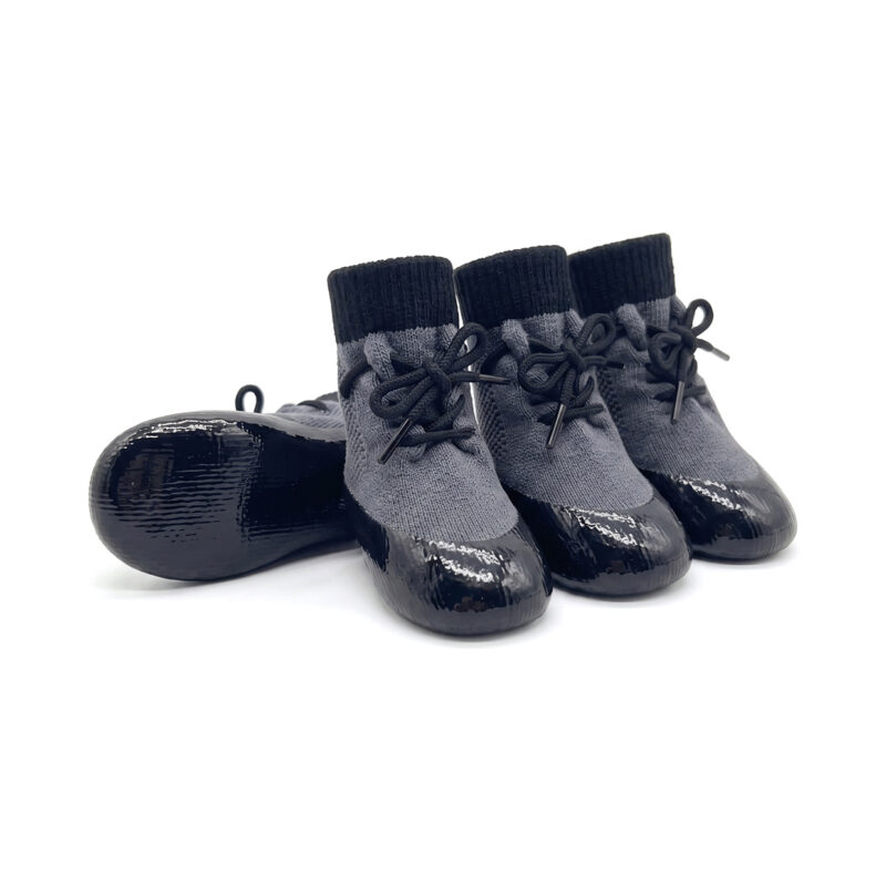 Denim blue scratch-proof paw protectors with heavy-duty black fastening ropes and high-stretch cuffs.