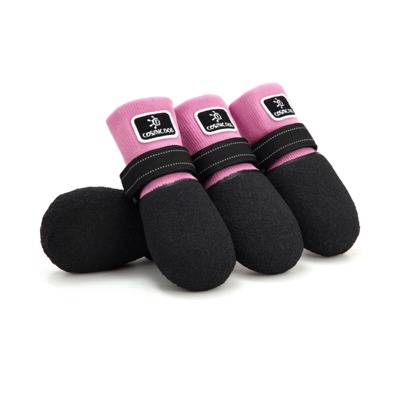 Anti-Slip Outdoor Dog Socks Pink Sakura pink outdoor paw protectors for dogs featuring non-slip flexible latex soles.